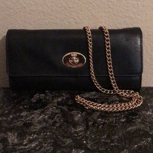 Coach Black Wallet with optional gold chain